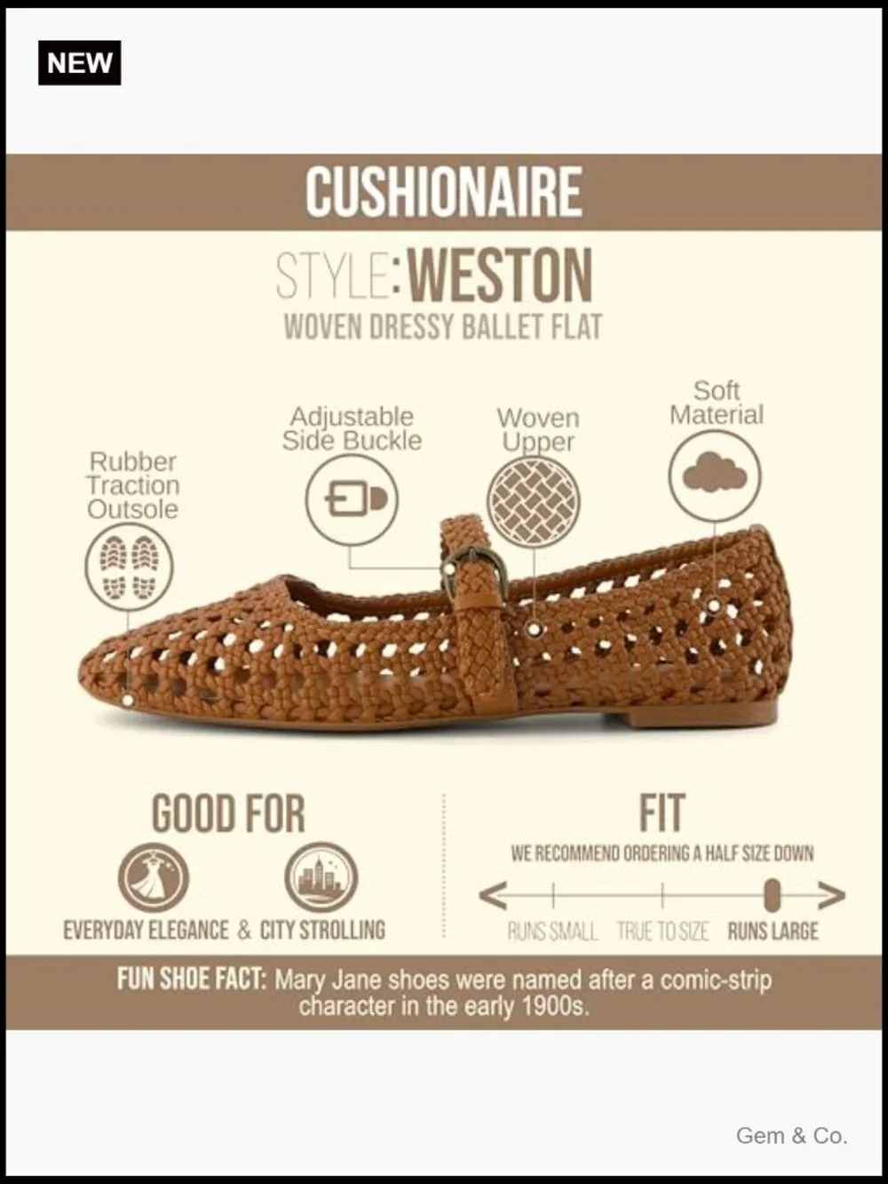 Hand Woven Mary Jane Flats with Adjustable Buckle and Memory Foam